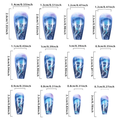 Instant Glam - Blue Jellyfish - C-Curve Long Coffin - 24pcs + Tool