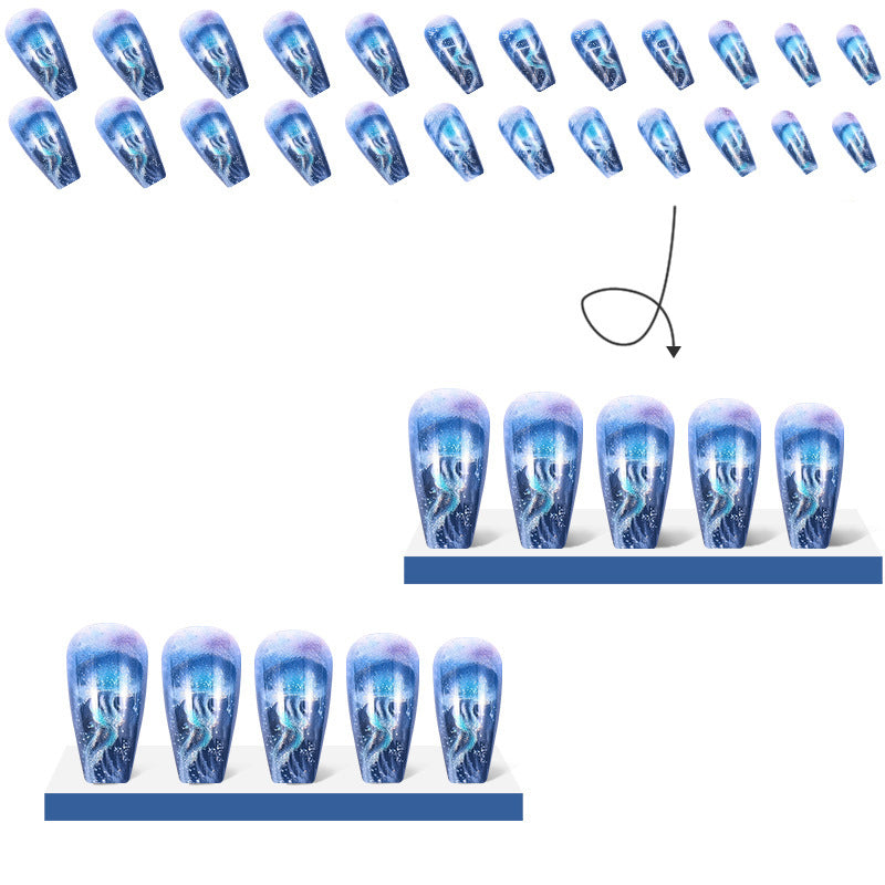 Instant Glam - Blue Jellyfish - C-Curve Long Coffin - 24pcs + Tool